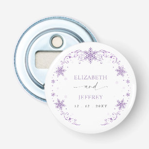 Elegant Purple Snowflakes Winter Wedding Bottle Opener