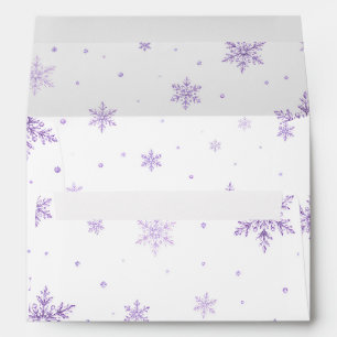 Elegant Purple Snowflakes Winter Wedding Envelope