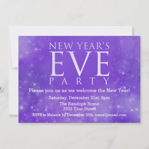 Elegant Purple Sparkle New Years Eve Party Invitation