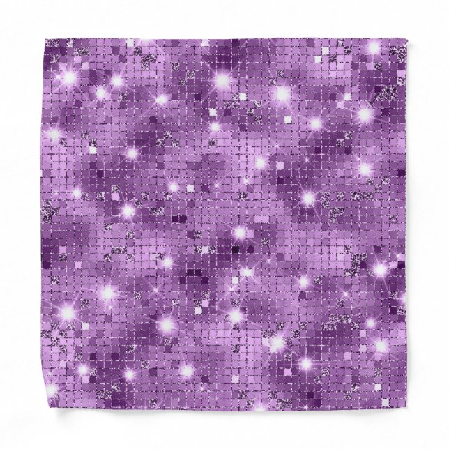 Elegant Purple Sparkle Wedding Pocket Square Bandana (Front)