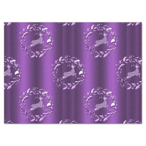 Elegant Purple Sparkling Reindeer Christmas Tissue Paper