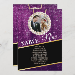 Elegant Purple Sparkly Photo Seating Chart Card