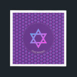 Elegant Purple | STAR OF DAVID Paper Napkins<br><div class="desc">Elegant purple STAR OF DAVID Paper Napkins, showing colorful Magen David in a tiled pattern. At the center, there is an image of a larger Star of David. Underneath, the text reads CHAG SAMEACH. This is also customizable so you can add your greeting and/or name, etc. This is a minimalist,...</div>