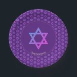 Elegant Purple | STAR OF DAVID Paper Plates<br><div class="desc">Elegant purple STAR OF DAVID Paper Plates, showing with a colorful Magen David in a tiled pattern. At the center, there is an image of a larger Star of David. Underneath, the text reads CHAG SAMEACH. This is customizable so you can add your greeting and/or name, etc. This is a...</div>