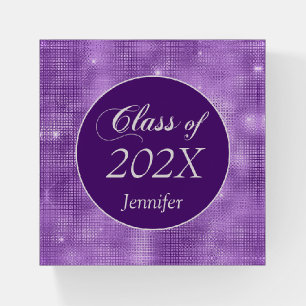 Elegant Purple Star Shimmer Class Graduation  Paperweight