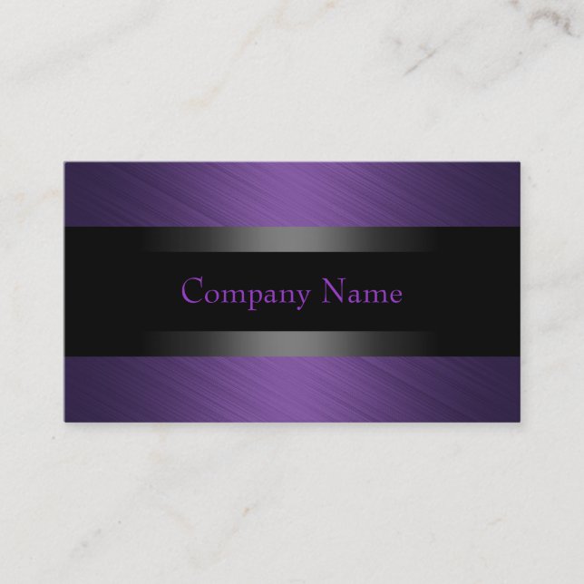 Elegant Purple Stitch with Black Business Card (Front)
