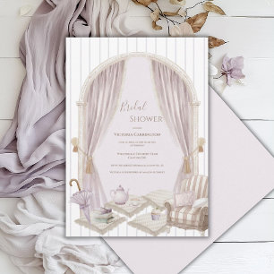 Elegant Purple Stripe Bridal Shower   Invitation
