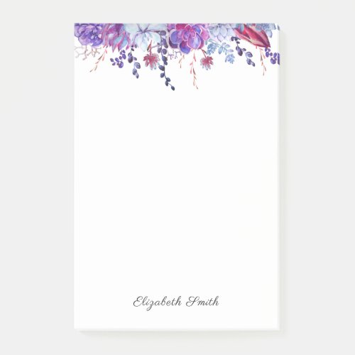 elegant purple succulent foliage watercolor simple post_it notes