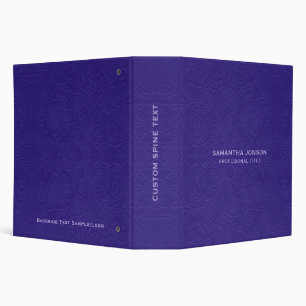 Elegant Purple Suede Leather Look Embossed Flowers 3 Ring Binder