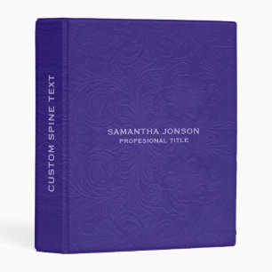 Elegant Purple Suede Leather Look Embossed Flowers Mini Binder