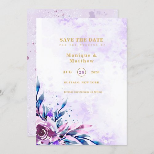 Elegant Purple Summer Peony Save The Date Invites