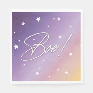 Elegant Purple Sunset/White Boo! Halloween Party Napkins
