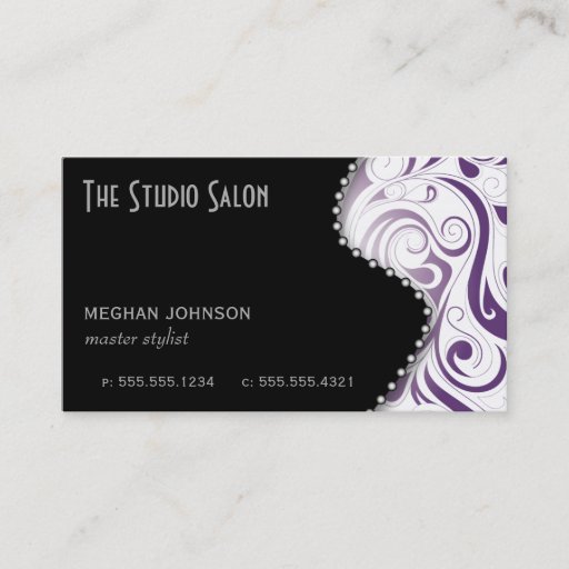 Customizable Elegant Purple Swirly Swirl Business Card Template