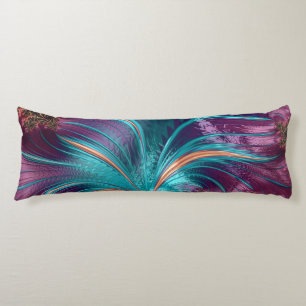Elegant Purple Teal Abstract Feather Chic Bedding Body Pillow