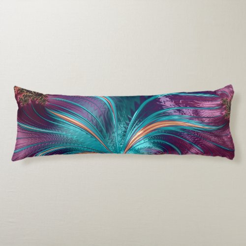 Elegant Purple Teal Abstract Feather Chic Bedding Body Pillow