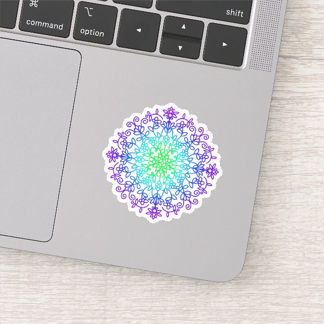 Elegant Purple teal floral mandala  Sticker (Detail)