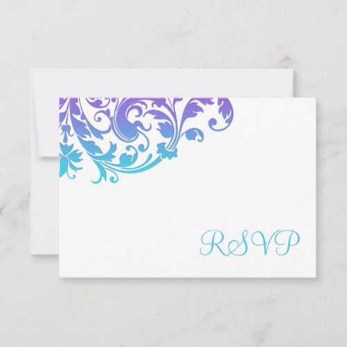 Elegant Purple Teal Flourish RSVP
