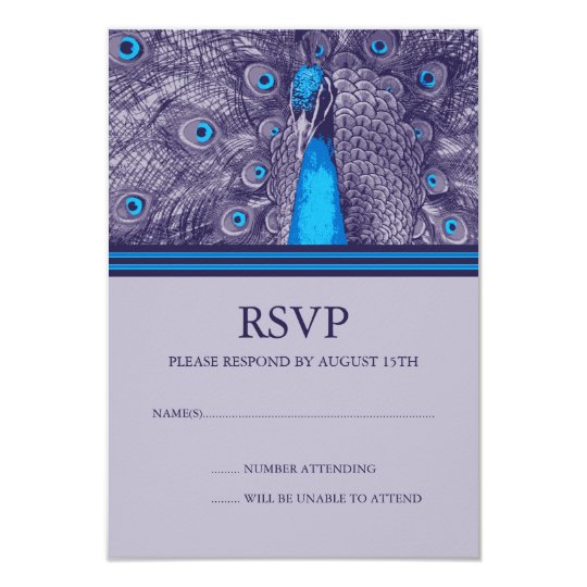 Elegant Purple Teal Peacock RSVP Response Cards