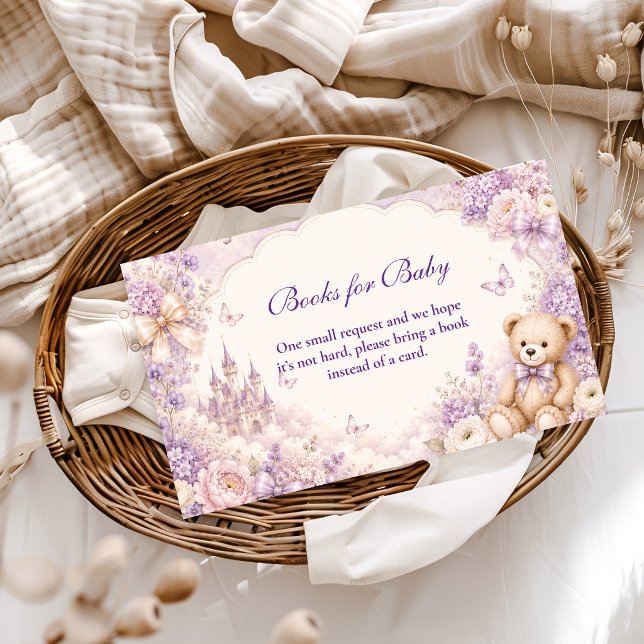 Elegant Purple Teddy Bear Books for Baby Enclosure Card (Creator Uploaded)