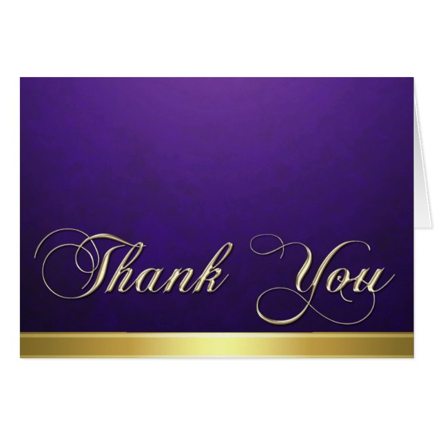 Elegant Purple Texture Modern Gold Thank You Card