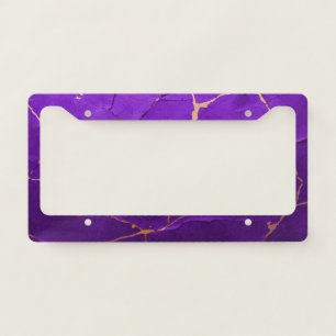 Elegant Purple Texture with Gold Accents   Luxe License Plate Frame