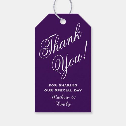 Elegant Purple Thank You Wedding Favor Gift Tags