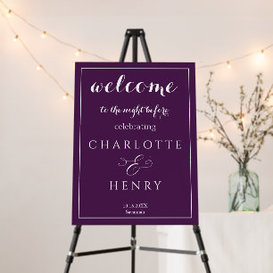 Elegant Purple The Night Before Welcome Sign
