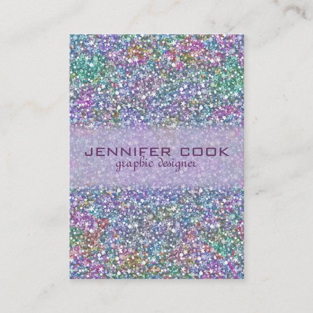 Elegant Purple Tint Glitter & Sparkles Business Card (Front)