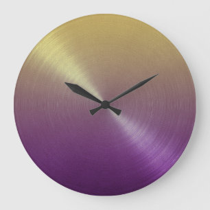 Elegant Purple to Gold Ombre Gradient Large Clock