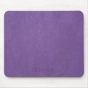 Elegant Purple Tones Faux Leather Print Mouse Pad