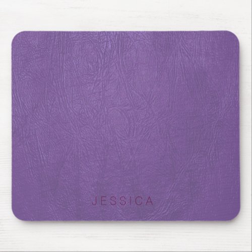 Elegant Purple Tones Faux Leather Print Mouse Pad