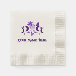 Elegant Purple Triple Moon Floral Celestial  Napkins
