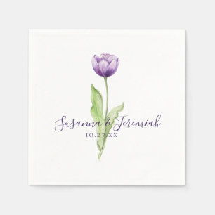 Elegant Purple Tulip Wedding Reception Napkins