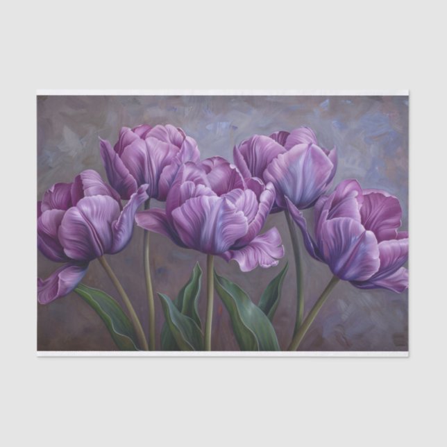 Elegant Purple Tulips Decoupage Tissue Paper (Front)