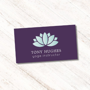 Elegant Purple Turquoise Lotus Icon Yoga Business Card