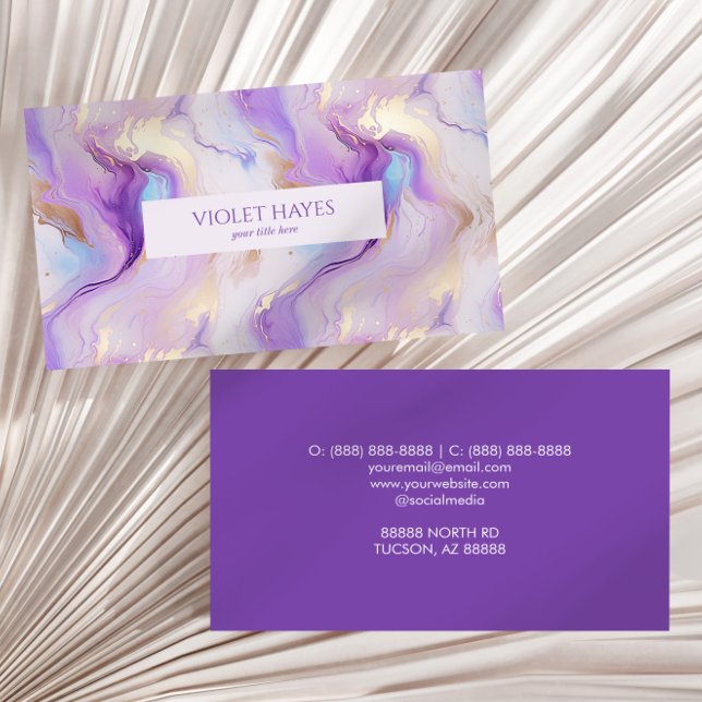 Elegant Purple & Turquoise Marble Custom Business Card (Creator Uploaded)