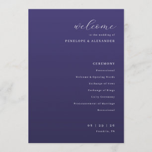 Elegant Purple Typographic Wedding Ceremony Program