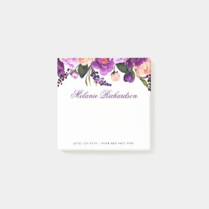 Elegant Purple Ultra Violet Watercolor Floral Post-it Notes