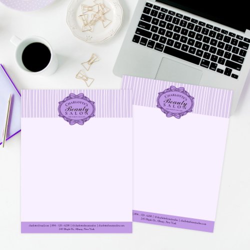 Elegant Purple Vintage Frame Beauty Salon Letterhead