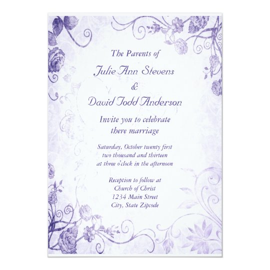 Vintage Purple Wedding Invitations 7
