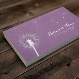 Elegant Purple Violet Dandelion Photography Business Card
