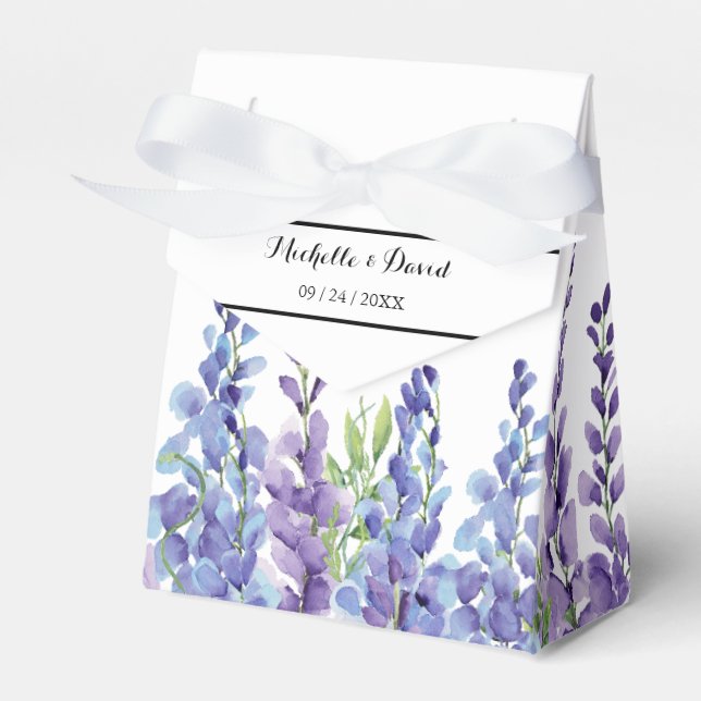 Elegant Purple Violet Florals Wedding Favor Box (Front Side)