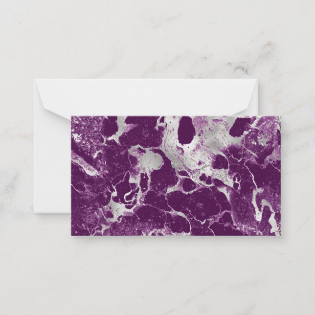 Elegant Purple Violet Marble Abstract Chic Note Card (Front)