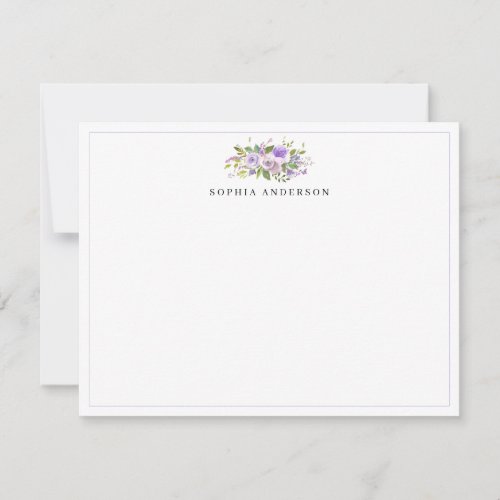 Elegant Purple Violet Stylish Floral Watercolor Note Card