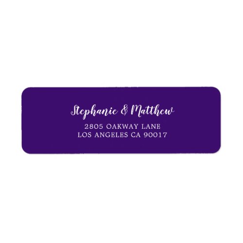 Elegant Purple Violet White Script Wedding Label