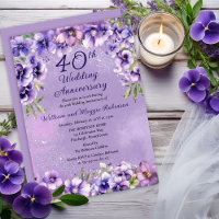 Elegant Purple Violets 40th Wedding Anniversary