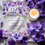 Elegant Purple Violets Floral 21st Birthday Party  Acrylic Invitations<br><div class="desc">Elegant purple violets floral design "21st Birthday Party" design featuring a floral top and bottom swag of violets with white stardust accents.</div>