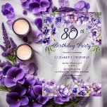 Elegant Purple Violets Floral 80th Birthday Party  Acrylic Invitations<br><div class="desc">Elegant purple violets floral design "80th Birthday Party" design featuring a floral top and bottom swag of violets with white stardust accents.</div>