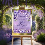 Elegant Purple Violets Floral 80th Birthday Party  Foam Board<br><div class="desc">Elegant purple violets floral design "80th Birthday Party" design featuring a floral top and bottom swag of violets with white stardust accents.</div>