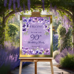 Elegant Purple Violets Floral 90th Birthday Party  Foam Board<br><div class="desc">Elegant purple violets floral design "90th Birthday Party" design featuring a floral top and bottom swag of violets with white stardust accents.</div>